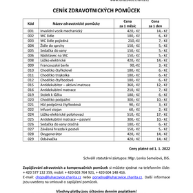 Ceník zdravotnických pomůcek